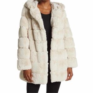 BCBGMaxAzria Cream Faux Fur Coat